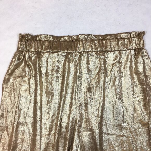 Shein Curve Womens 2XL Wide Leg Palazzo Lounge Pants Gold Glam Paperbag - Picture 7 of 8